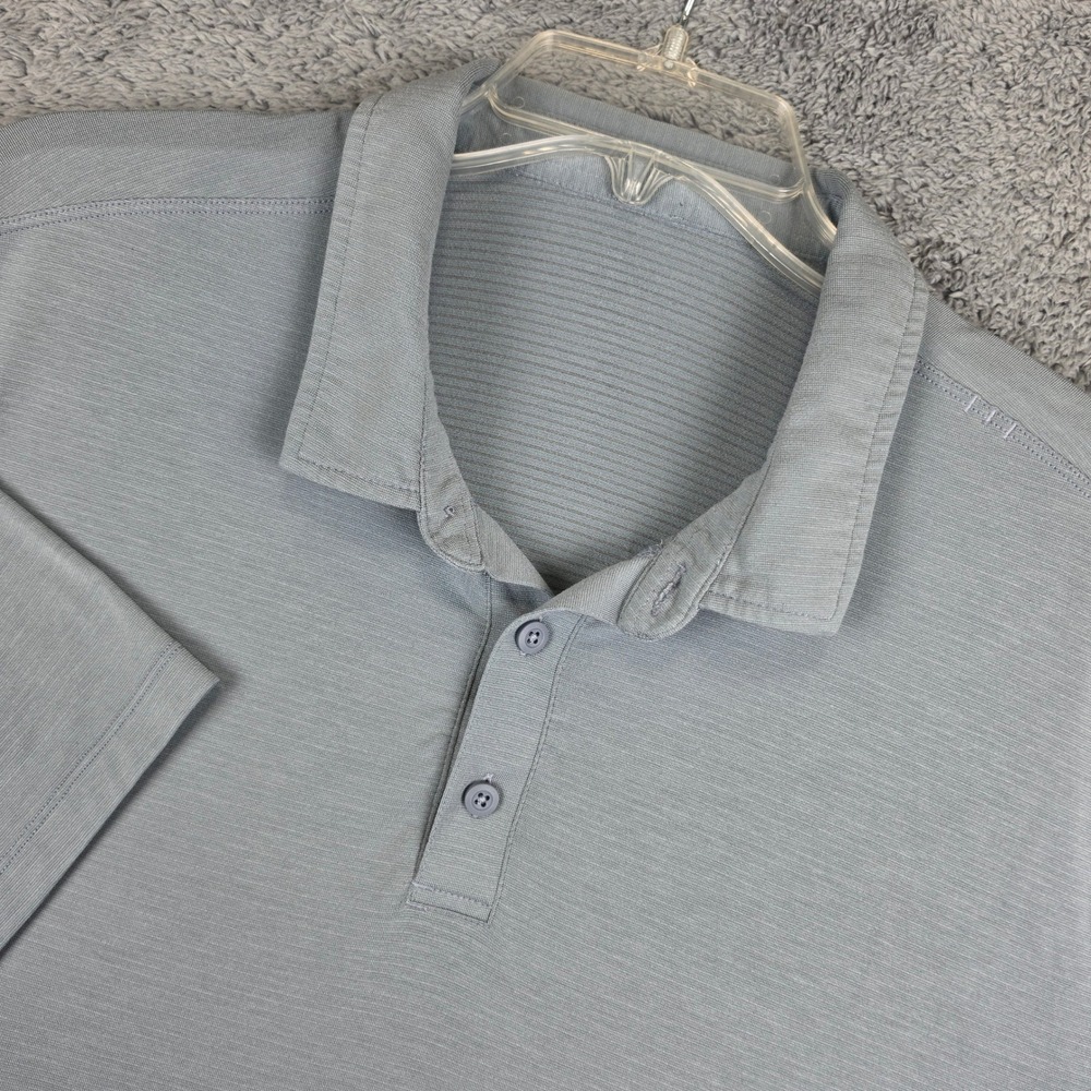 Lululemon Evolution Polo Shirt Mens XL Gray Short Sleeve Athletic Golf Striped